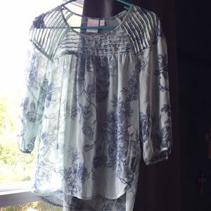 Lauren Conrad Mint Green Sheer 3/4 Sleeve Blouse